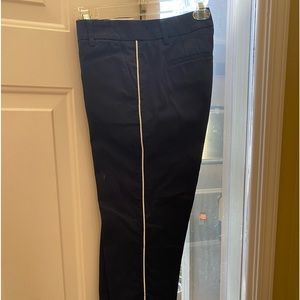 Blue capris with white pinstripe